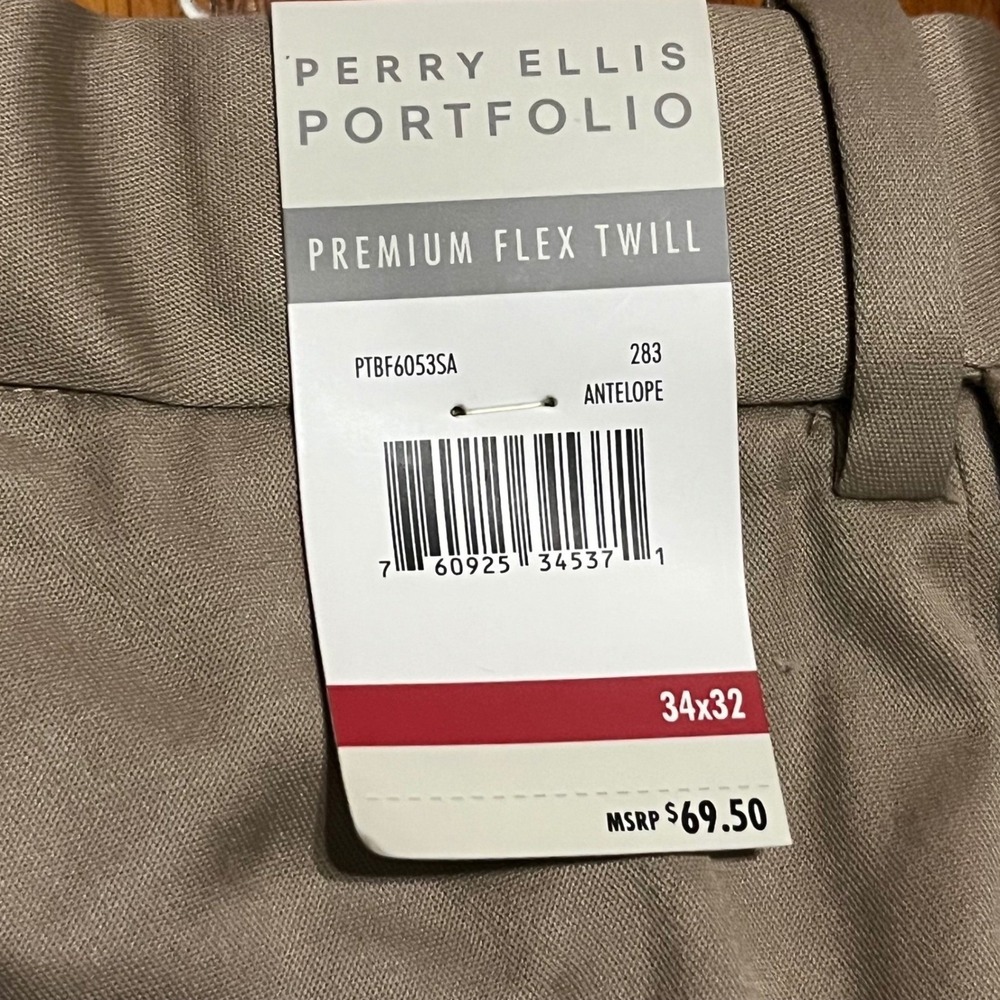 Perry Ellis Portfolio Mens Premium Flex Twill Dress Pants Antelope 34x32 - Picture 5 of 5